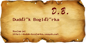 Dudák Boglárka névjegykártya